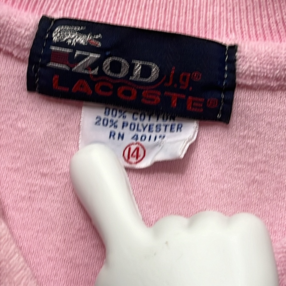 Izod Lacoste Polo Shirt Vintage Size 14 Pink Terrycloth Knit Lacoste - Picture 7 of 9